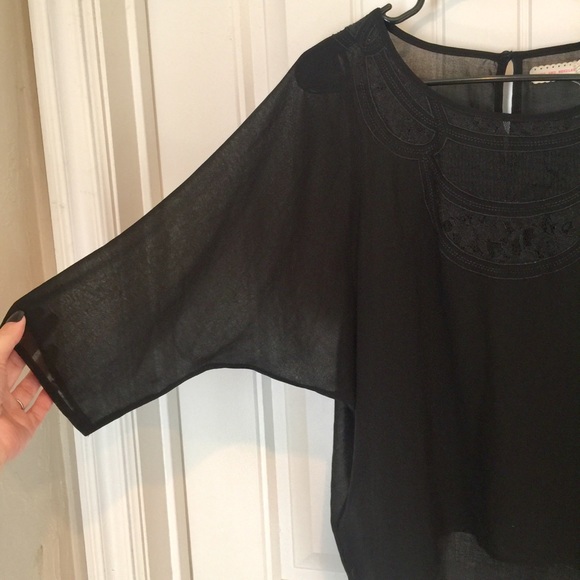Pins and Needles black chiffon dolman blouse S - Picture 4 of 5